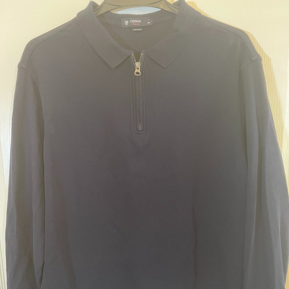 Quarter zippered long sleeve polo shirt
